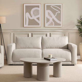 Chicago 3 Seater Black & Feather Sofa - Beige