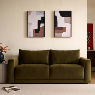 Chicago 3 Seater Black & Feather Sofa - Rich Green