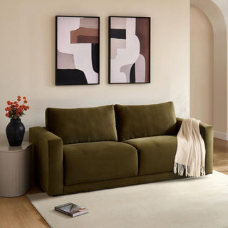 Chicago 3 Seater Black & Feather Sofa - Rich Green