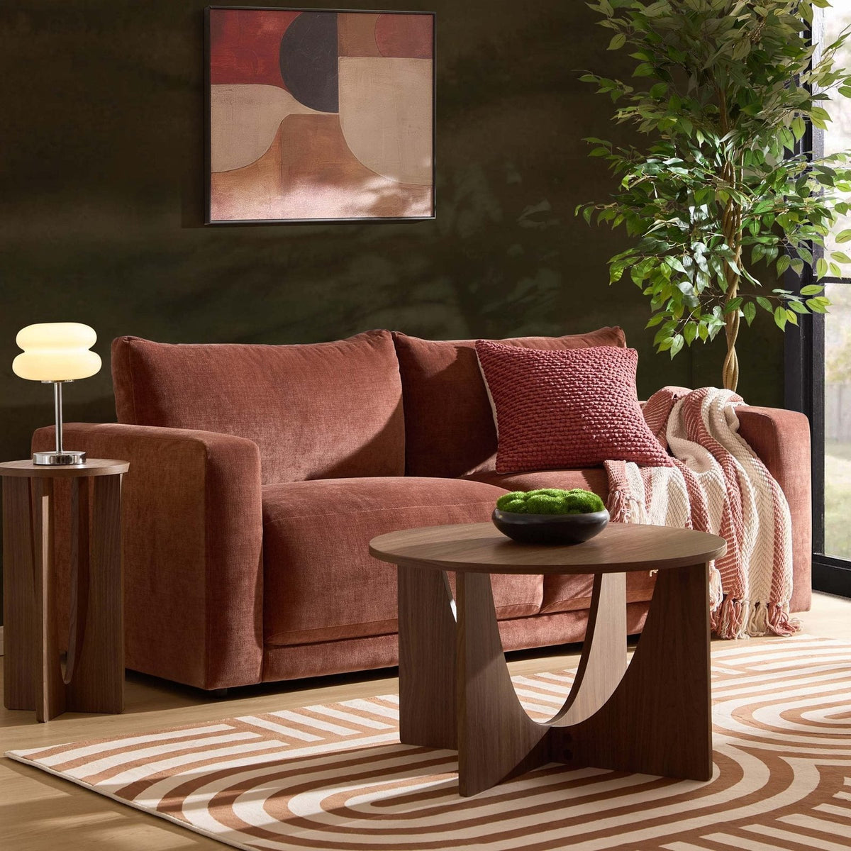 Chicago 3 Seater Sofa - Chenille Dark Rust – Feather & Black