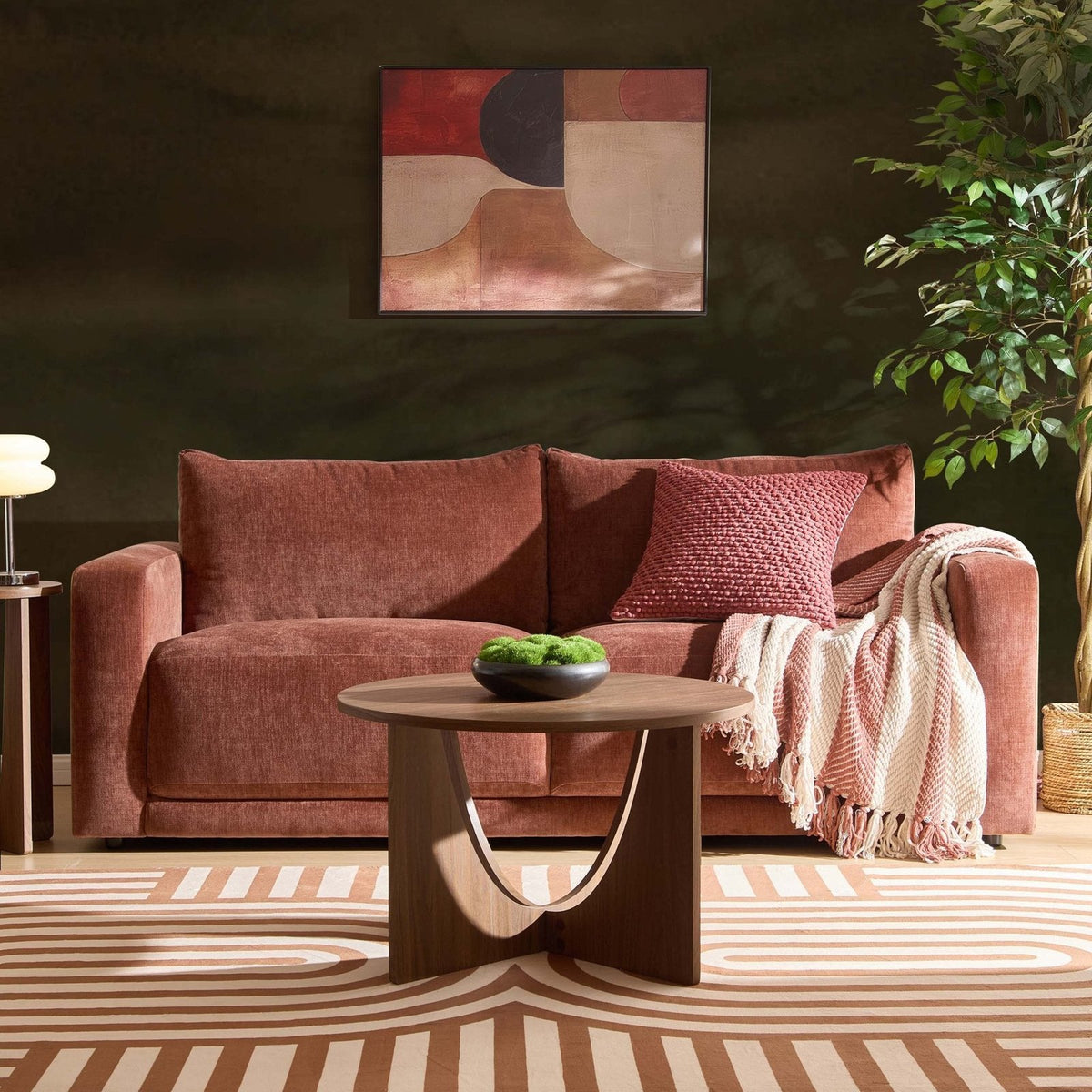 Chicago 3 Seater Sofa - Chenille Dark Rust – Feather & Black