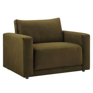 Chicago Loveseat Black & Feather - Rich Green