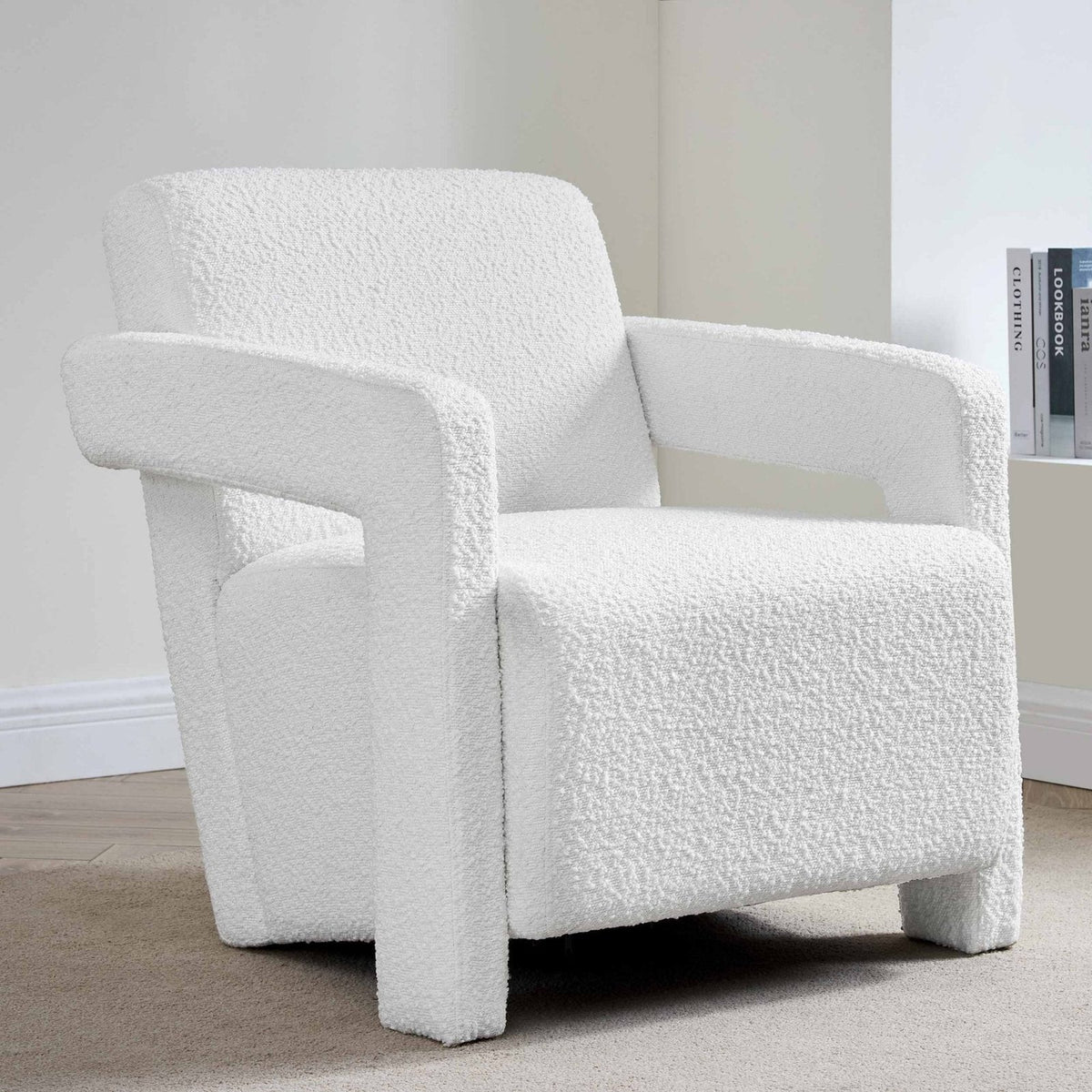 Ciara Accent Chair Feather & Black - Boucle Off White