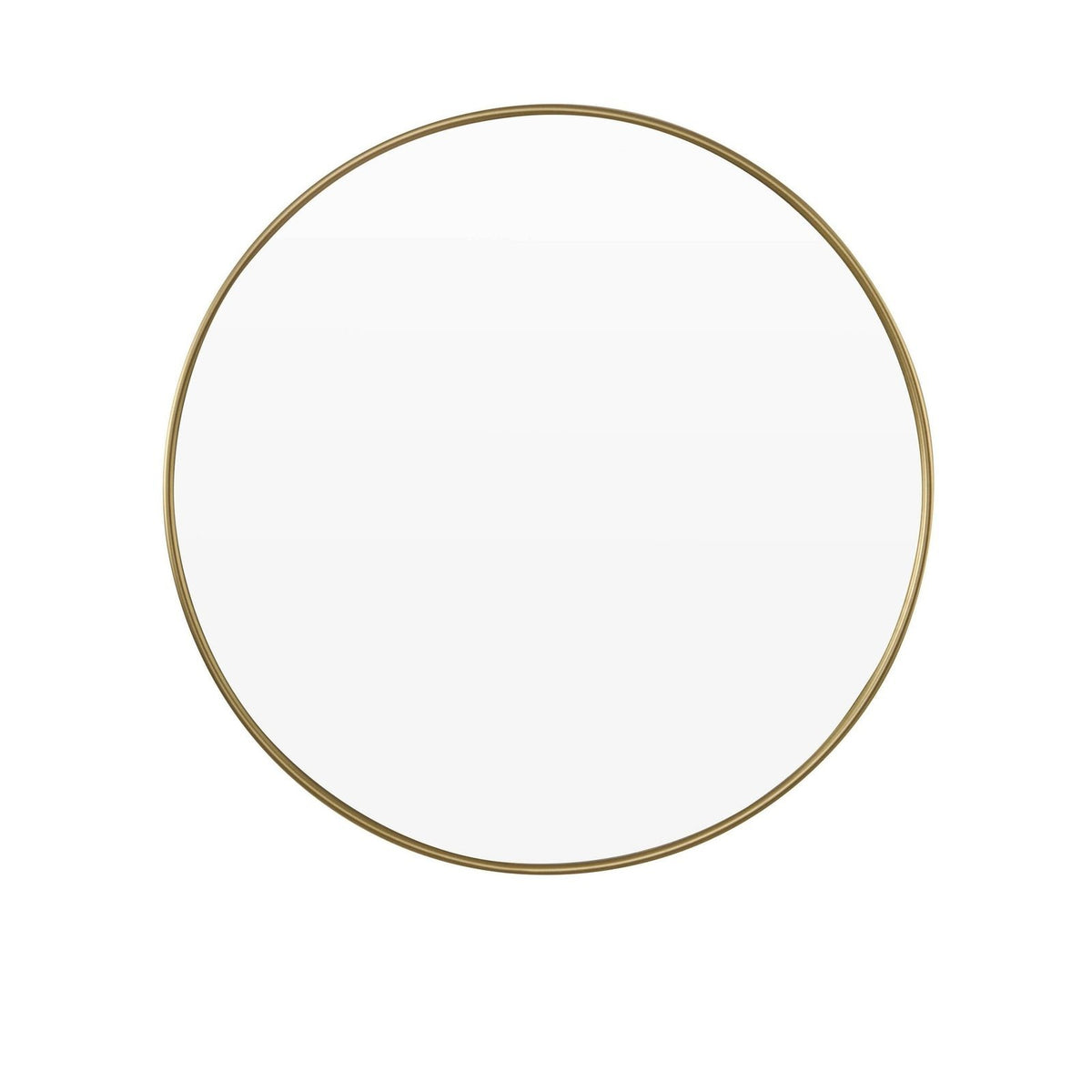 Circle Wall Feather & Black Mirror - Gold