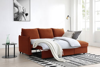 Claire Burnt Orange Velvet Fabric Corner Sofa Bed – Laura Ashley