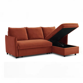 Claire Burnt Orange Velvet Fabric Corner Sofa Bed – Laura Ashley