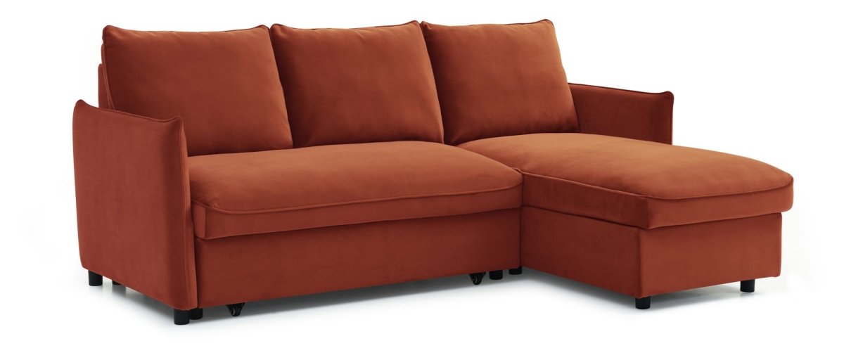 Claire Burnt Orange Velvet Fabric Corner Sofa Bed – Laura Ashley