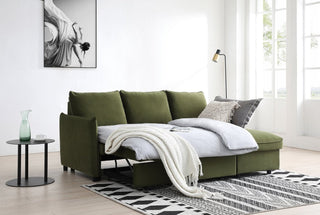 Claire Olive Velvet LauraAshley Fabric Corner Sofa Bed