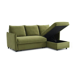 Claire Olive Velvet LauraAshley Fabric Corner Sofa Bed