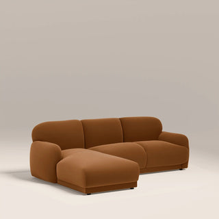 Cloud Left Hand Chaise Sofa | Caramel Brown Sustainable Mohair Velvet – Laura Ashley UK