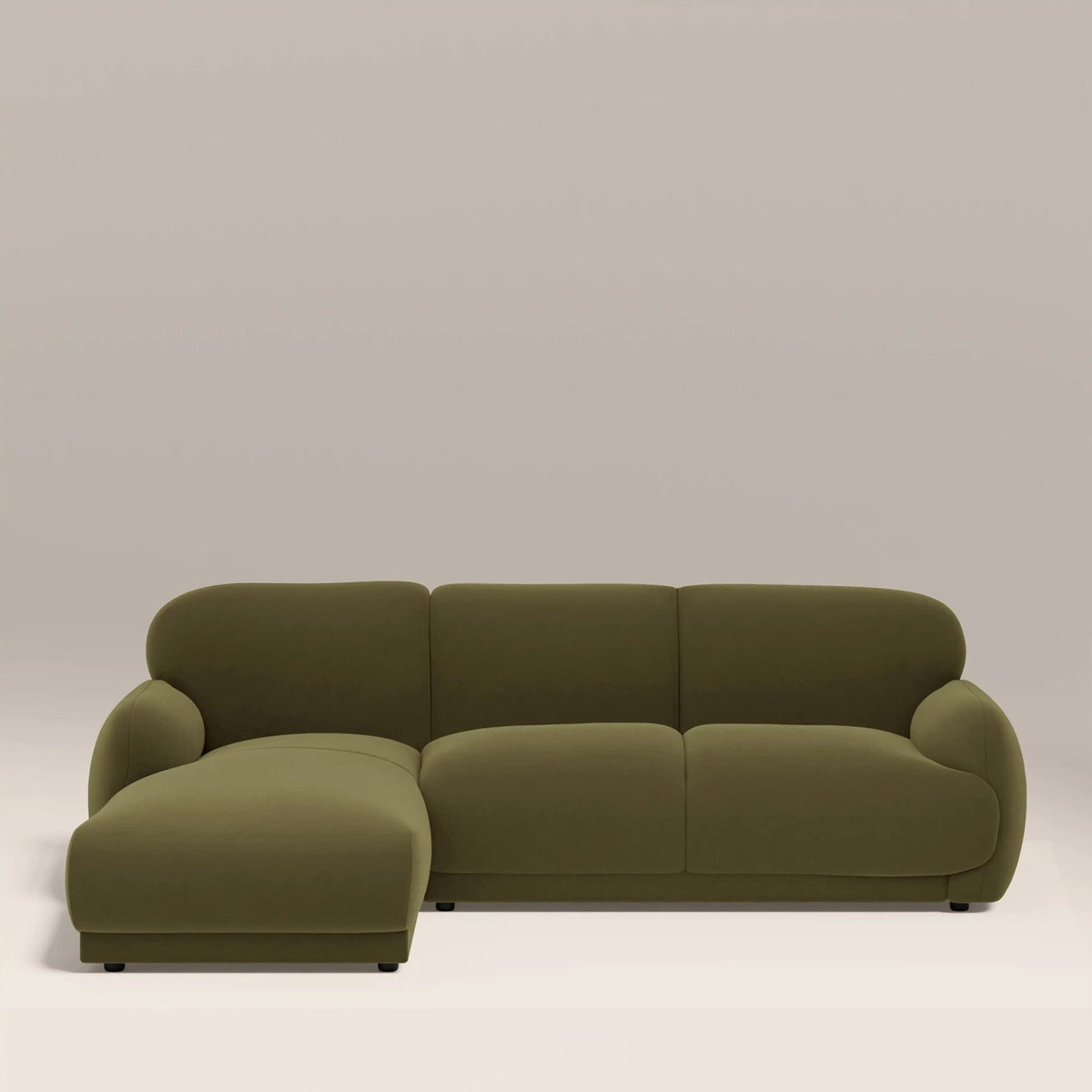 Cloud Left Hand Chaise Sofa | Moss Green Sustainable Mohair Velvet – Laura Ashley