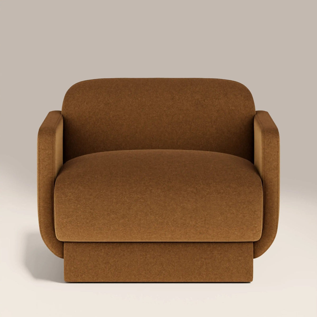 Connick Armchair | Caramel Laura Ashley UK Brown Sustainable Mohair Velvet