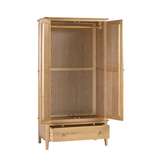 Cotswold Solid Oak 2 Laura & Ashley Door 1 Drawer Gents Wardrobe