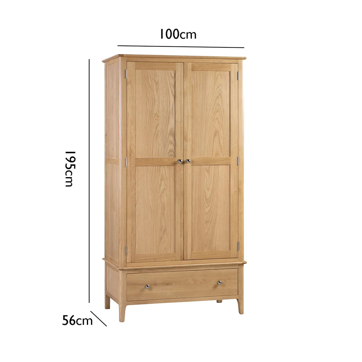 Cotswold Solid Oak 2 Laura & Ashley Door 1 Drawer Gents Wardrobe