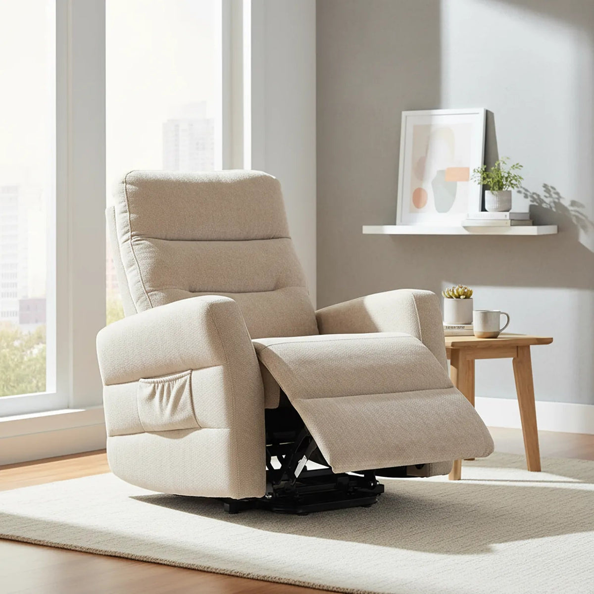 Crewe Mink Fabric Tilt and Rise Electric Recliner Chair – Laura Ashley