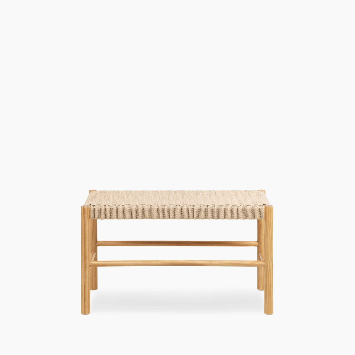 Laura Ashley Alvin Wooden Bench | Natural Weave &amp; Oak