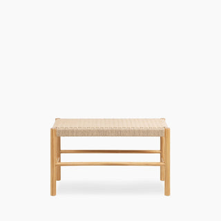 Laura Ashley Alvin Wooden Bench | Natural Weave &amp; Oak