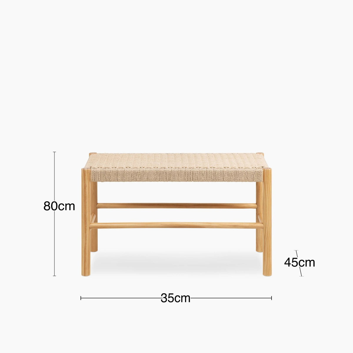Laura Ashley Alvin Wooden Bench | Natural Weave &amp; Oak
