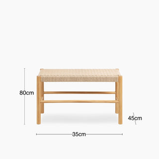Laura Ashley Alvin Wooden Bench | Natural Weave &amp; Oak