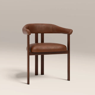Laura Ashley Arbor Carver Dining Chair | Vintage Tan Faux Leather & Walnut