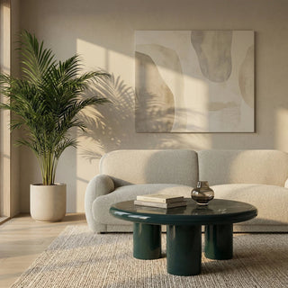 Laura Ashley Carson Round Coffee Table | Emerald Green Marble & High Gloss Emerald Green
