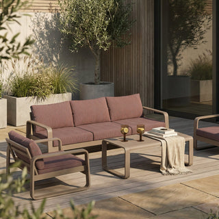 Laura Ashley Dante Garden Sofa Set | Rust Red Stripe & Taupe