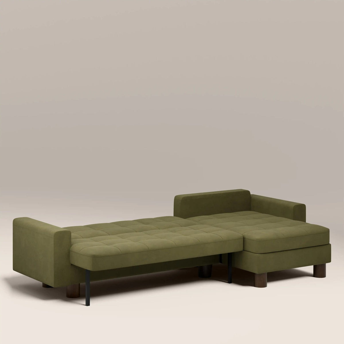 Laura Ashley Diego Reversible Corner 3 Seater Sofa Bed | Moss Green Mohair Sustainable Velvet