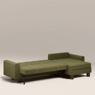 Laura Ashley Diego Reversible Corner 3 Seater Sofa Bed | Moss Green Mohair Sustainable Velvet