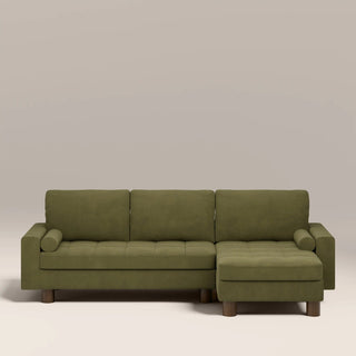 Laura Ashley Diego Reversible Corner 3 Seater Sofa Bed | Moss Green Mohair Sustainable Velvet