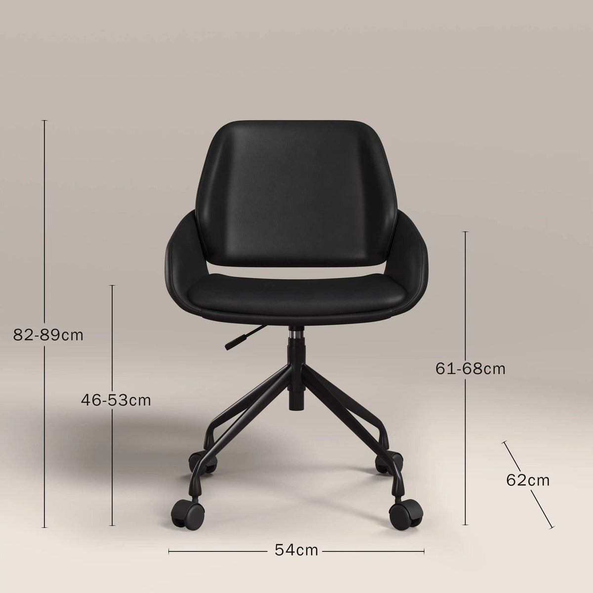Laura Ashley Franklin Office Chair | Vintage Black Faux Leather & Black