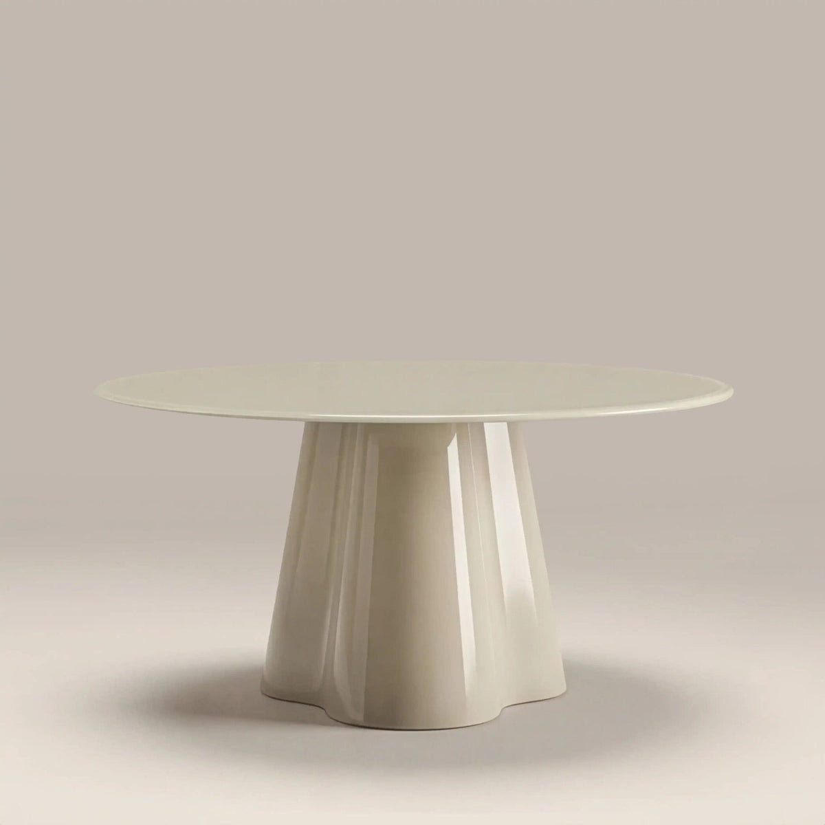Laura Ashley Hadley Round Coffee Table | Soft Ecru Sandblasted Glass & High Gloss Ecru