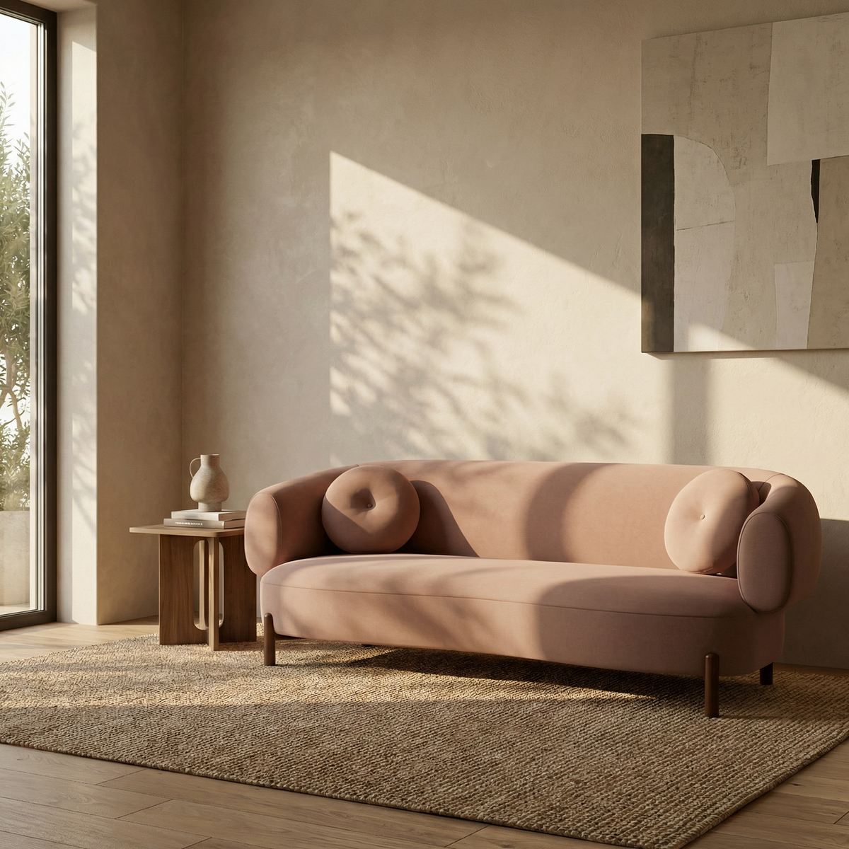 Laura Ashley Hallfield 3 Seater Sofa | Blush Pink Sustainable Velvet