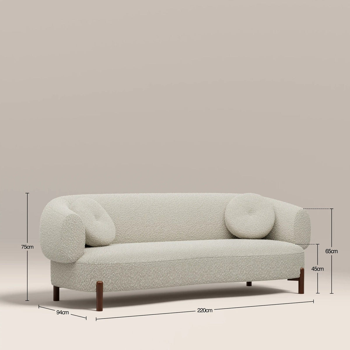Laura Ashley Hallfield 3 Seater Sofa | Speckled Stone Sustainable Boucle