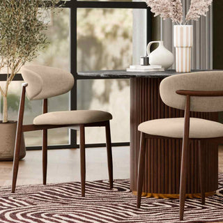 Laura Ashley Halston Dining Chair | Latte Sustainable Fabric & Walnut