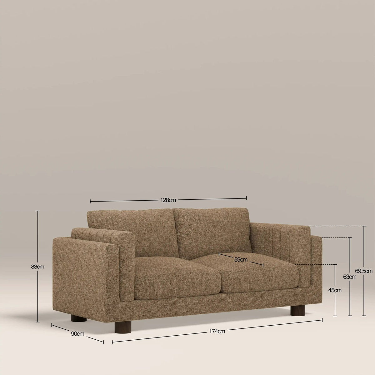 Laura Ashley Halton 2 Seater Sofa | Speckled Cappuccino Boucle