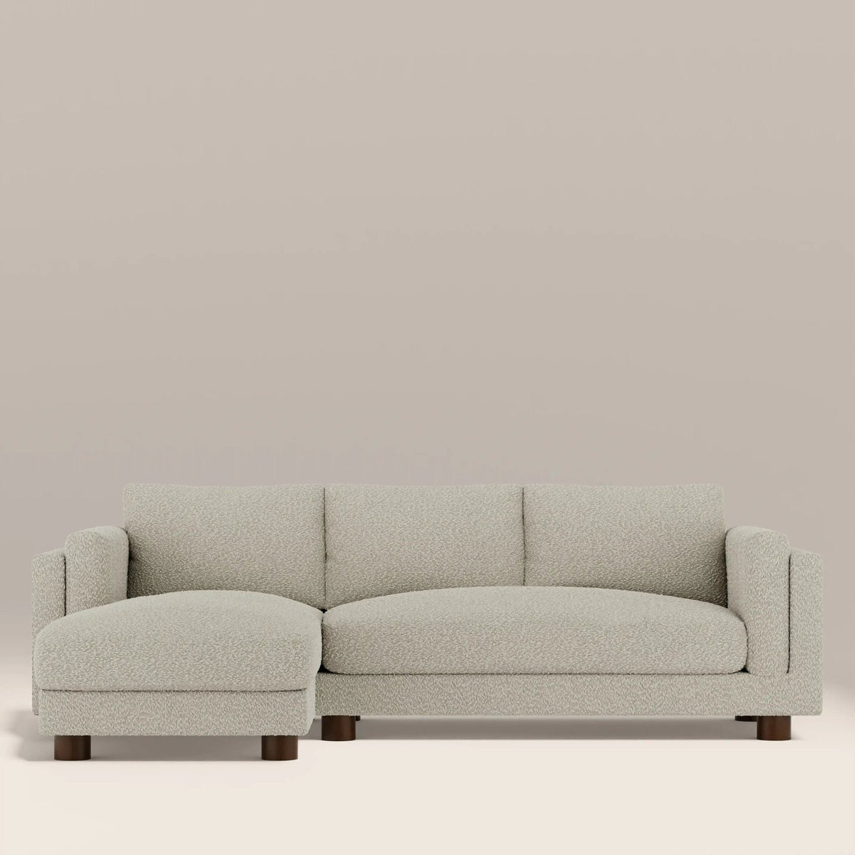 Laura Ashley Halton Left Hand Chaise Sofa | Speckled Stone Sustainable Boucle