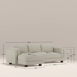 Laura Ashley Halton Left Hand Chaise Sofa | Speckled Stone Sustainable Boucle