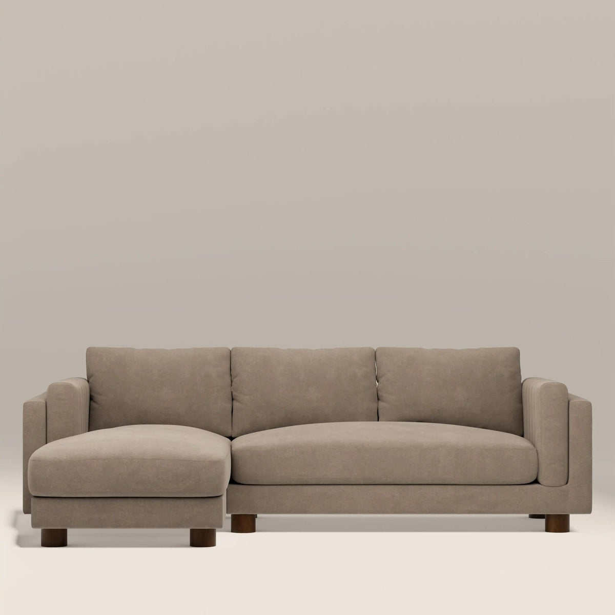 Laura Ashley Halton Left Hand Chaise Sofa | Truffle Brown Sustainable Mohair Velvet
