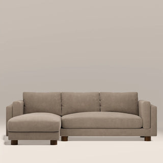 Laura Ashley Halton Left Hand Chaise Sofa | Truffle Brown Sustainable Mohair Velvet