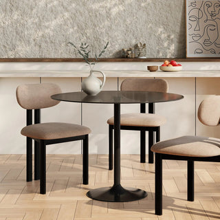 Laura Ashley Ida 4 Seat Round Dining Table | Smoked Glass & Black