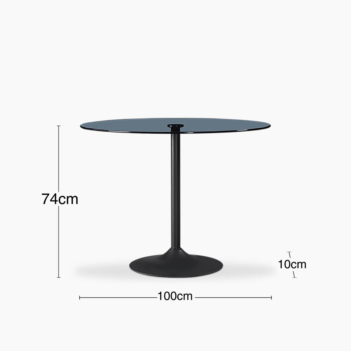 Laura Ashley Ida 4 Seat Round Dining Table | Smoked Glass & Black