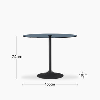 Laura Ashley Ida 4 Seat Round Dining Table | Smoked Glass & Black