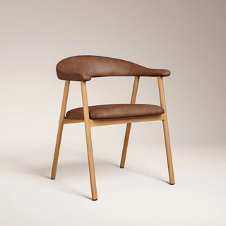 Laura Ashley Monroe Carver Dining Chair | Vintage Tan Faux Leather & Oak