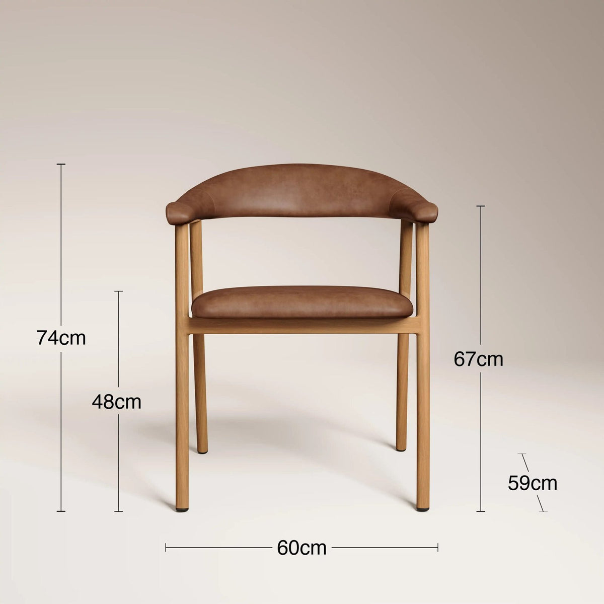 Laura Ashley Monroe Carver Dining Chair | Vintage Tan Faux Leather & Oak