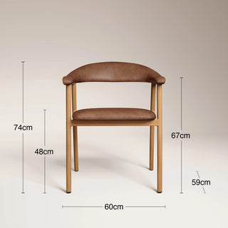 Laura Ashley Monroe Carver Dining Chair | Vintage Tan Faux Leather & Oak