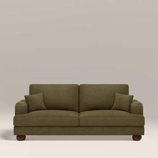Laura Ashley Nola 3 Seater Sofa | Moss Green Sustainable Mohair Velvet