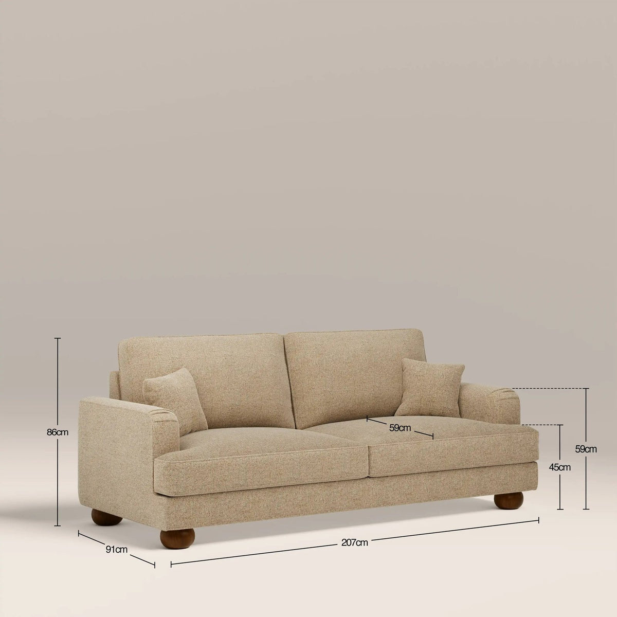Laura Ashley Nola 3 Seater Sofa | Speckled Latte Boucle