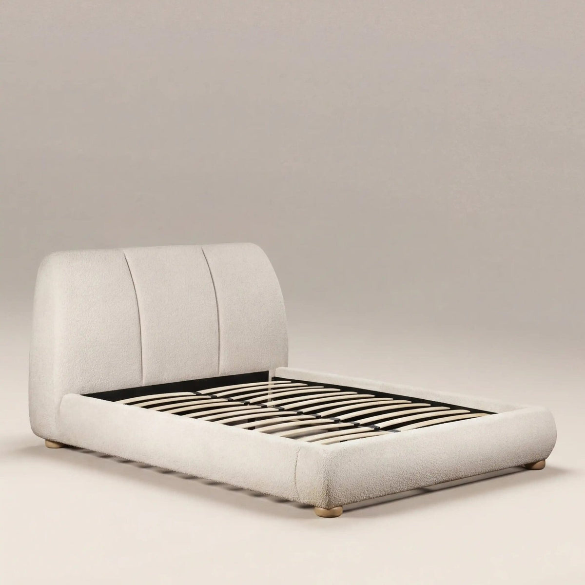Laura Ashley Paro King Bed | Ivory Boucle & Natural
