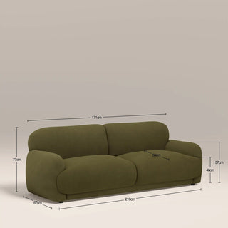 Laura Ashley UK Cloud 3 Seater Sofa | Moss Green Sustainable Mohair Velvet