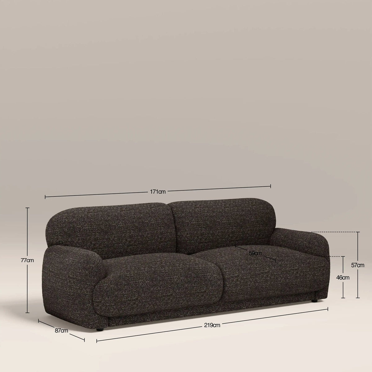 Laura Ashley UK Cloud 3 Seater Sofa | Speckled Espresso Boucle